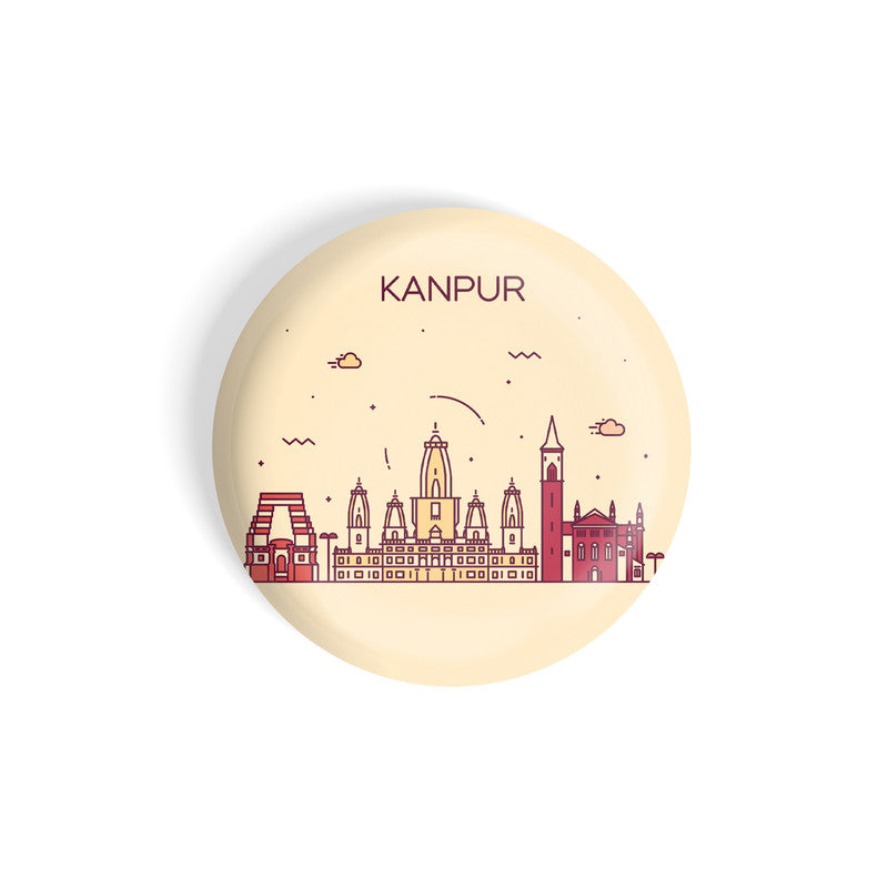 dhcrafts Round Fridge Magnet Brown Color Kanpur Glossy Finish Design Pack of 1 (58 mm)
